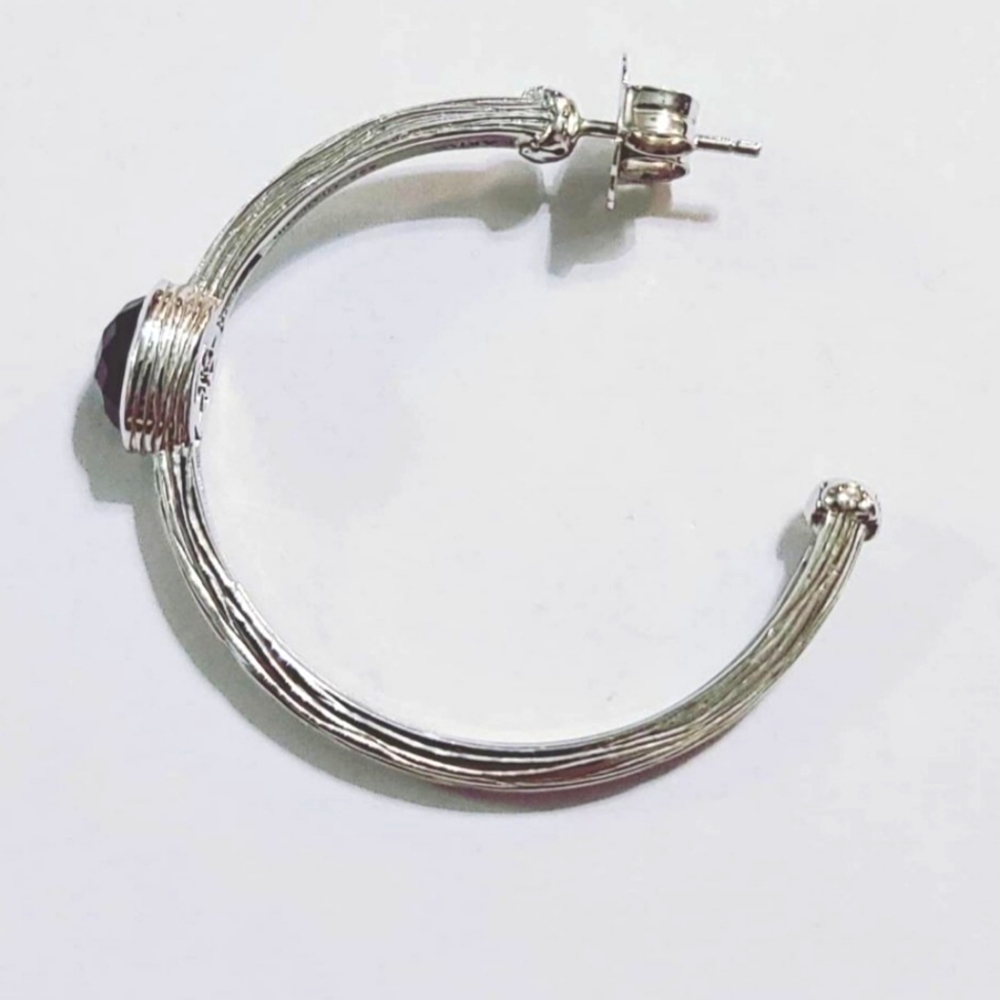 925 SS Rhodolite J hoops - Picture 2 of 3